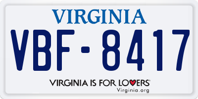 VA license plate VBF8417