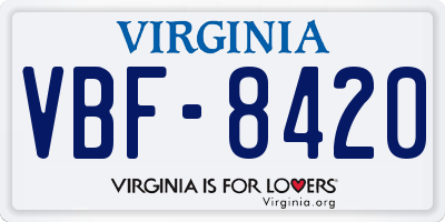 VA license plate VBF8420