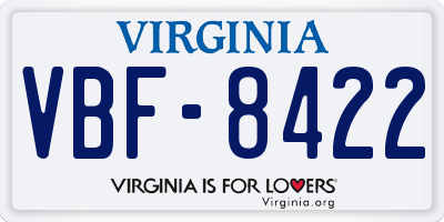 VA license plate VBF8422