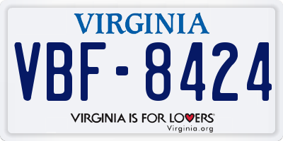VA license plate VBF8424
