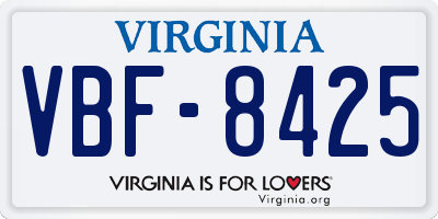 VA license plate VBF8425