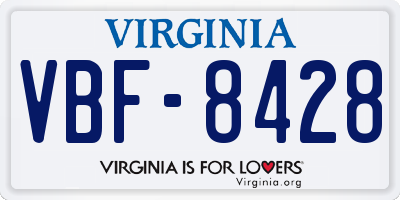 VA license plate VBF8428