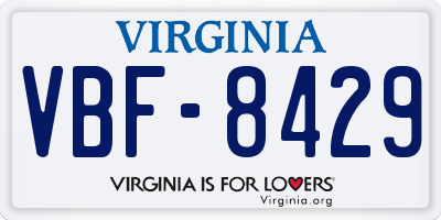 VA license plate VBF8429