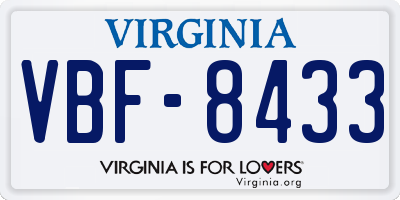 VA license plate VBF8433