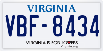 VA license plate VBF8434