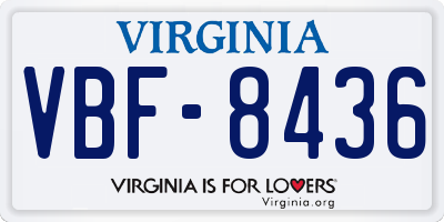 VA license plate VBF8436