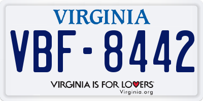 VA license plate VBF8442