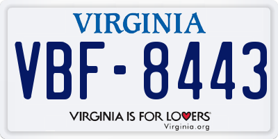 VA license plate VBF8443