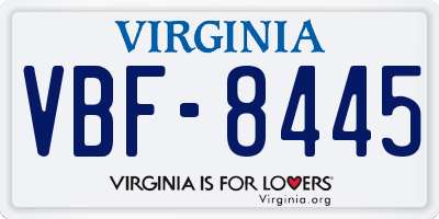 VA license plate VBF8445