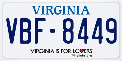 VA license plate VBF8449