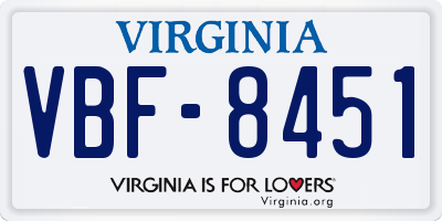 VA license plate VBF8451