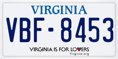VA license plate VBF8453