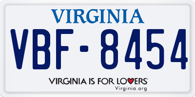 VA license plate VBF8454