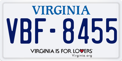 VA license plate VBF8455