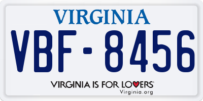 VA license plate VBF8456