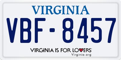 VA license plate VBF8457