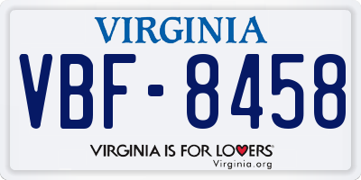 VA license plate VBF8458