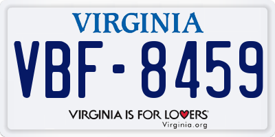 VA license plate VBF8459
