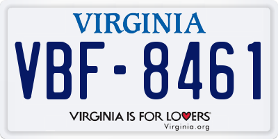 VA license plate VBF8461