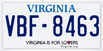 VA license plate VBF8463