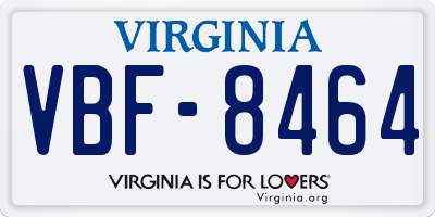 VA license plate VBF8464