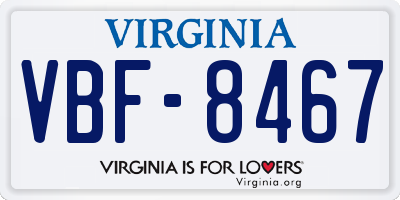 VA license plate VBF8467