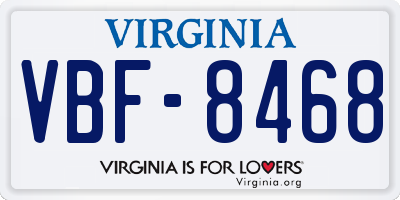 VA license plate VBF8468