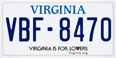 VA license plate VBF8470