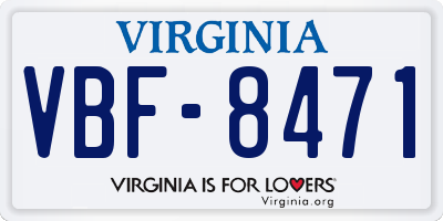 VA license plate VBF8471