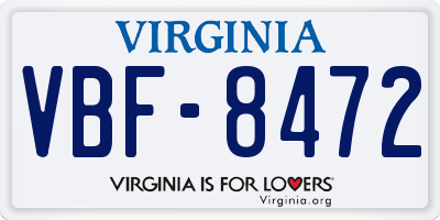 VA license plate VBF8472