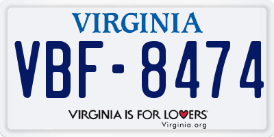 VA license plate VBF8474