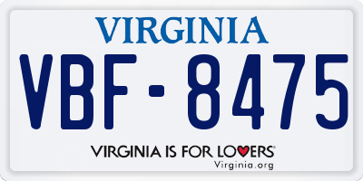 VA license plate VBF8475
