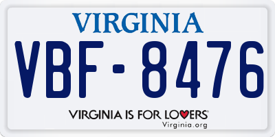 VA license plate VBF8476