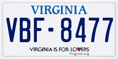 VA license plate VBF8477