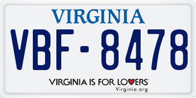 VA license plate VBF8478