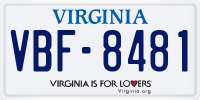 VA license plate VBF8481