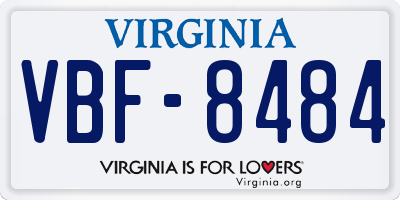 VA license plate VBF8484