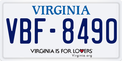 VA license plate VBF8490