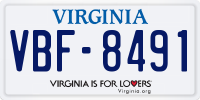 VA license plate VBF8491