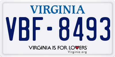 VA license plate VBF8493