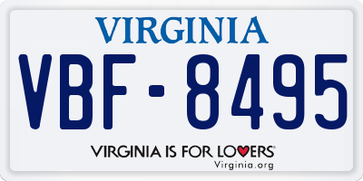VA license plate VBF8495