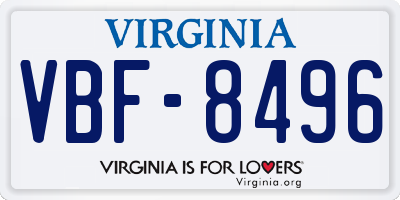 VA license plate VBF8496