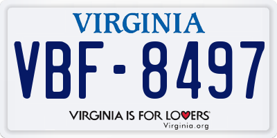 VA license plate VBF8497