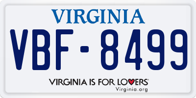 VA license plate VBF8499
