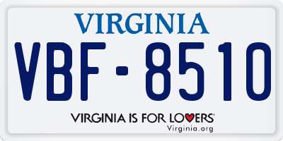 VA license plate VBF8510