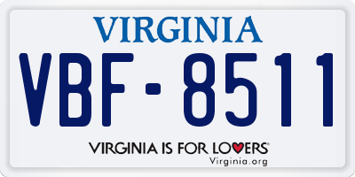 VA license plate VBF8511