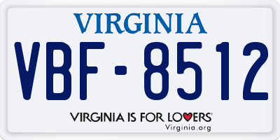 VA license plate VBF8512