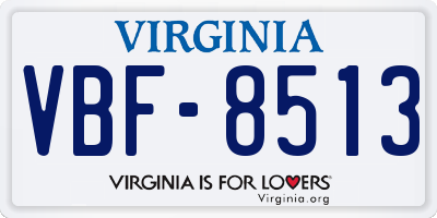 VA license plate VBF8513