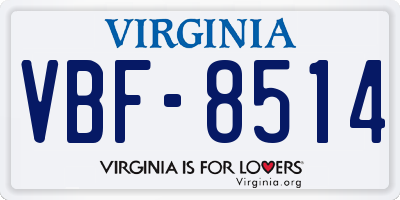VA license plate VBF8514