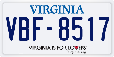 VA license plate VBF8517